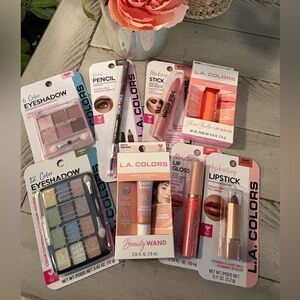 L.A. COLORS Pink & Coral Makeup Set — Eyeshadow, Lipstick, Gloss & Balm